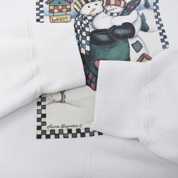 Laurie Korsgaden Snowman Sweatshirt XL Signed Wildside Cottagecore Grandma Chic - Picture 8 of 14